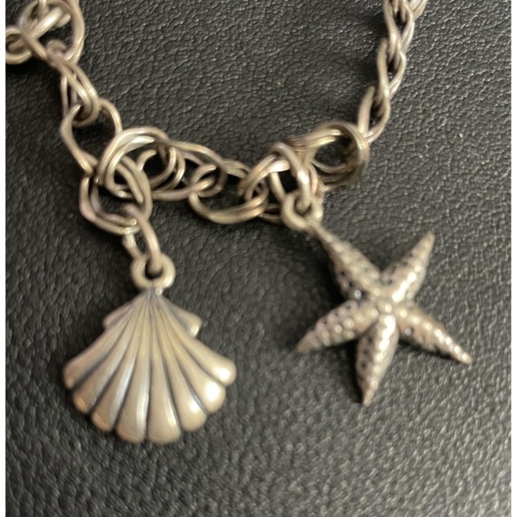 Sterling Silver Charm Bracelet Silver Cloud Coastal Mermaid Seahorse Shell 925 - Picture 2 of 12